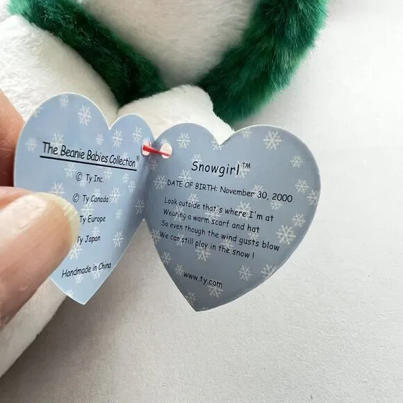 2000 Rare & Retired Ty Beanie Baby Snowgirl The Christmas Snowman 8" - Picture 9 of 12